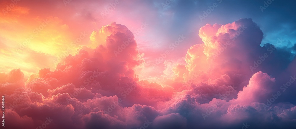 Dreamy Sunset Sky with Fluffy Clouds Dreamy Sunset Sky with Fluffy Clouds
