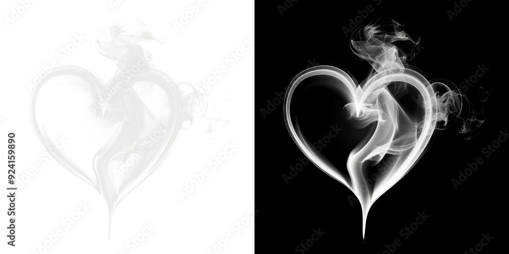 PNG Smoky heart shapes contrasting backgrounds PNG Smoky heart shapes contrasting backgrounds