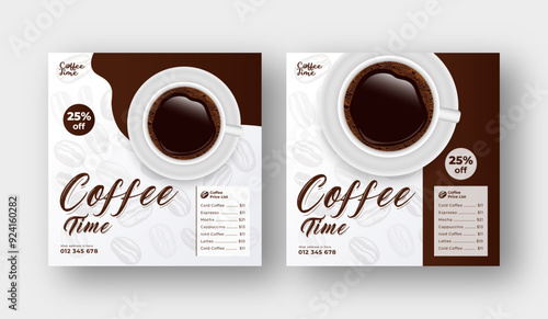 Coffee shop social media post web banner templateRestaurant cafe web banner