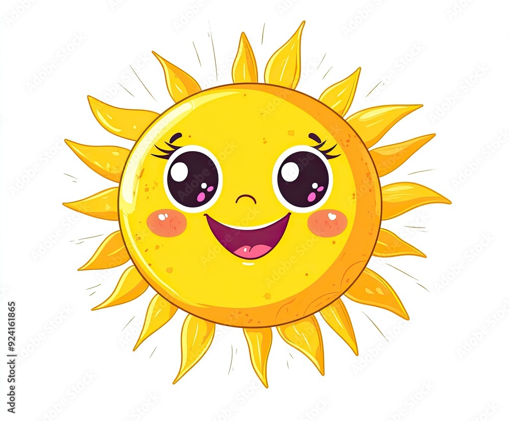 Cartoon smiling sun on white background. Cartoon smiling sun on white background.