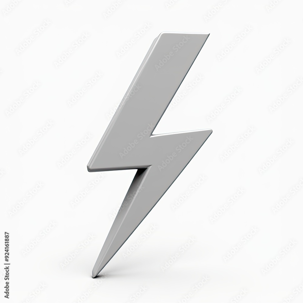 A sleek, metallic lightning bolt symbol against a plain white background. A sleek, metallic lightning bolt symbol against a plain white background.