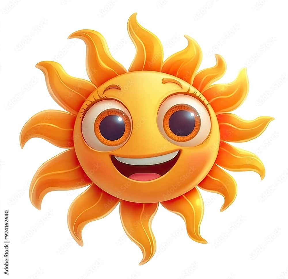 Cartoon smiling sun on white background. Cartoon smiling sun on white background.