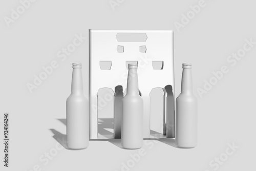 Bottle Carrier And bottle Blank Mockup