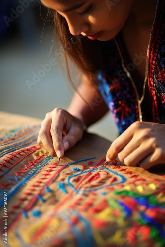 woman, sews, embroiders, handicrafts, hobby. master class, fabric, weave patterns, hobby, old, traditions, wedding traditions, occupation,