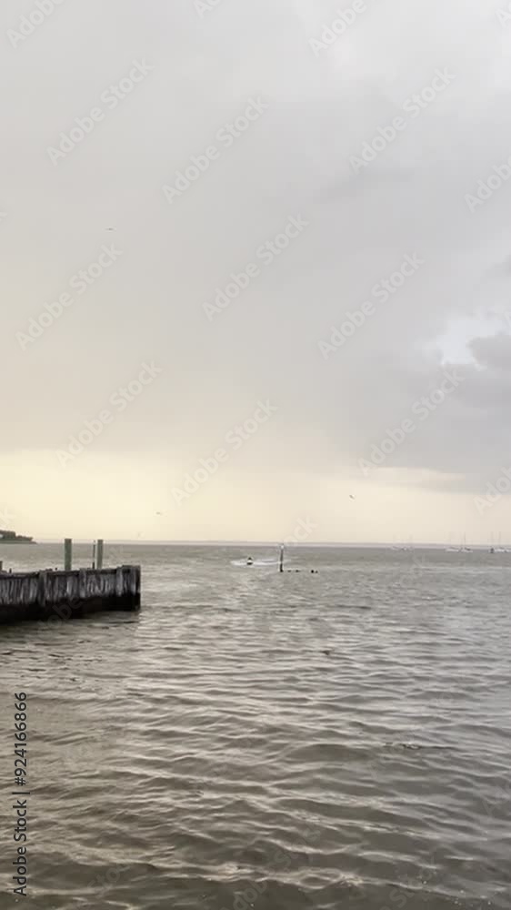 A summer storm rolls in over the bay in Keyport, New Jersey on August 14, 2024. A summer storm rolls in over the bay in Keyport, New Jersey on August 14, 2024.