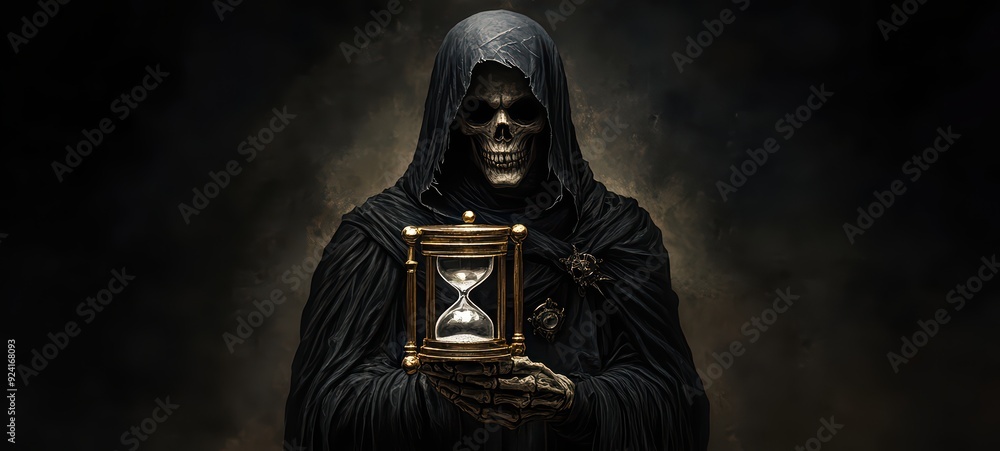 Grim Reaper holding an hourglass Grim Reaper holding an hourglass
