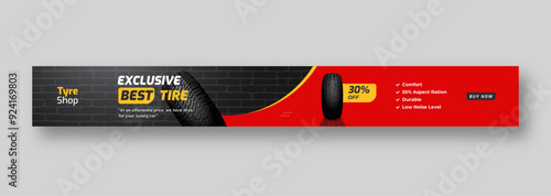 Tire shop web banner template, auto repair shop banner