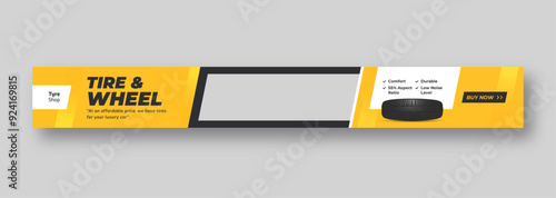 Tire shop web banner template, auto repair shop banner