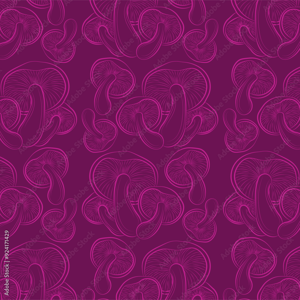 gilled mushroom line pattern pink background gilled mushroom line pattern pink background