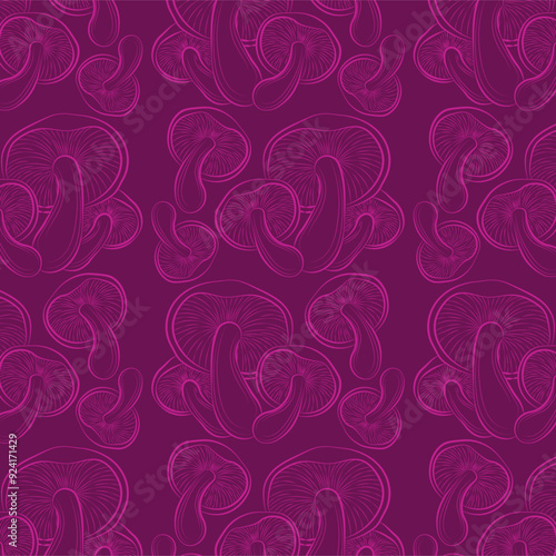 gilled mushroom line pattern pink background