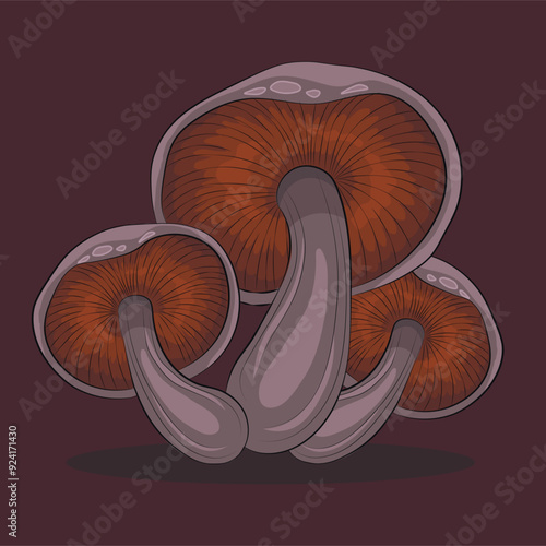 gilled mushroom cartoon style isolated