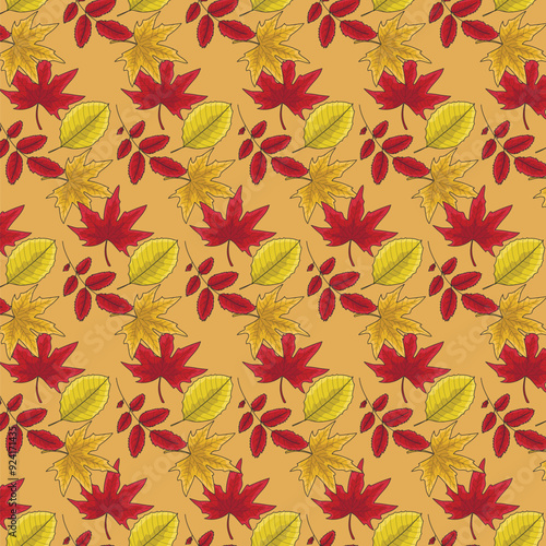 autumn leaves pattern. seasonal october background