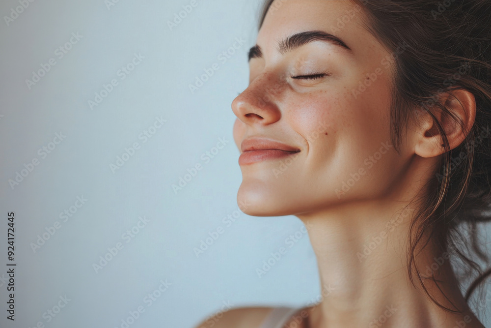 A close up of a woman's face with tattoos and her eyes closed A close up of a woman's face with tattoos and her eyes closed