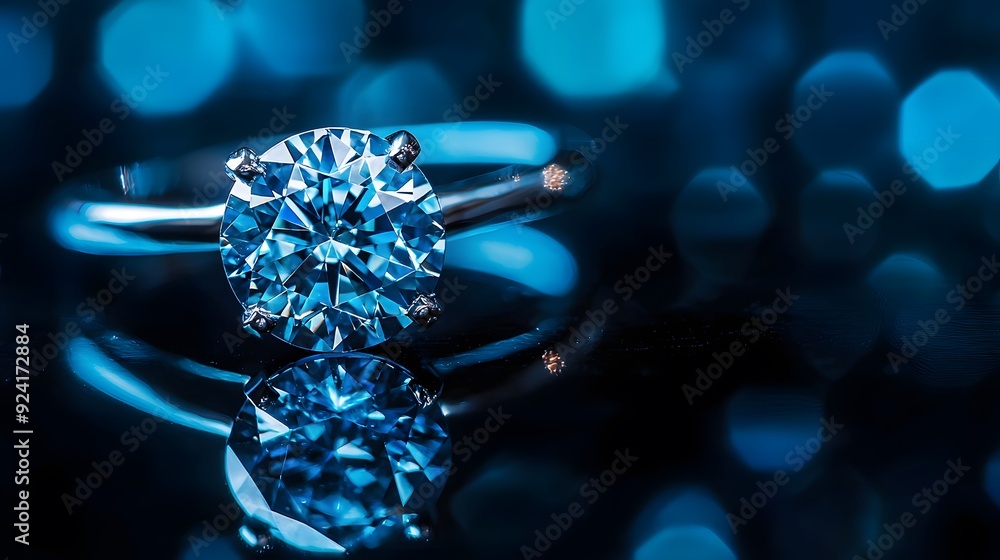 Diamond Ring on Dark Blue Background. Diamond Ring on Dark Blue Background.
