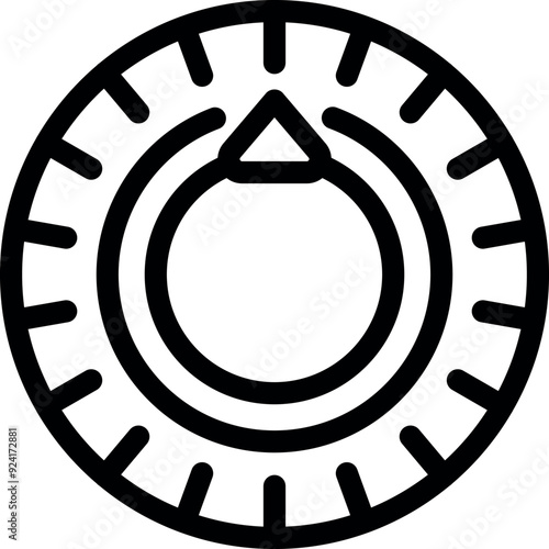 Combination safe lock dial with arrow pointing up, simple design
