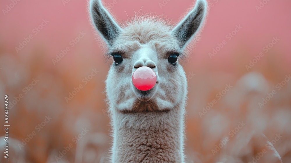 Obraz premium Alpaca with Bubble Gum