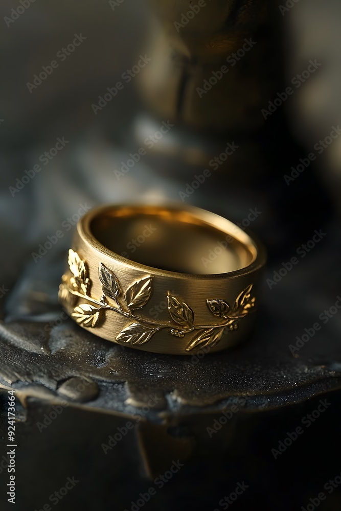 Gold Ring with Leaf Design. Gold Ring with Leaf Design.