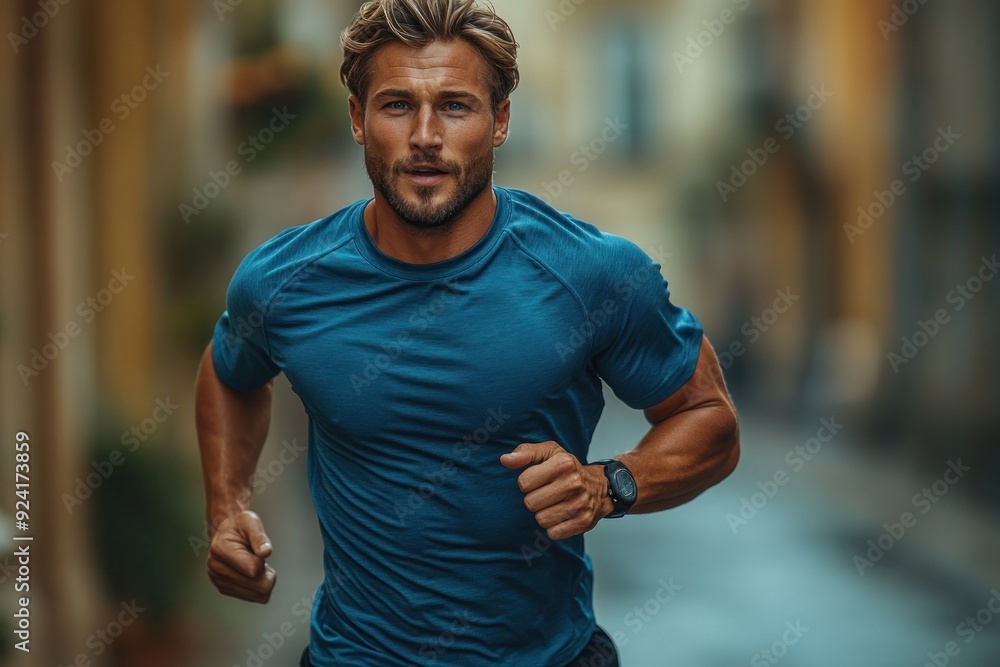 Man Running In City Street Man Running In City Street
