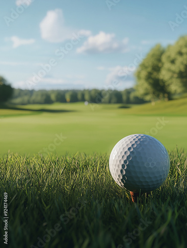 Pallina da golf su un campo da gioco. photo