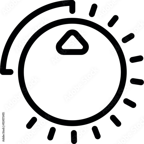 Simple icon of a round control panel with a triangle button increasing the power setting