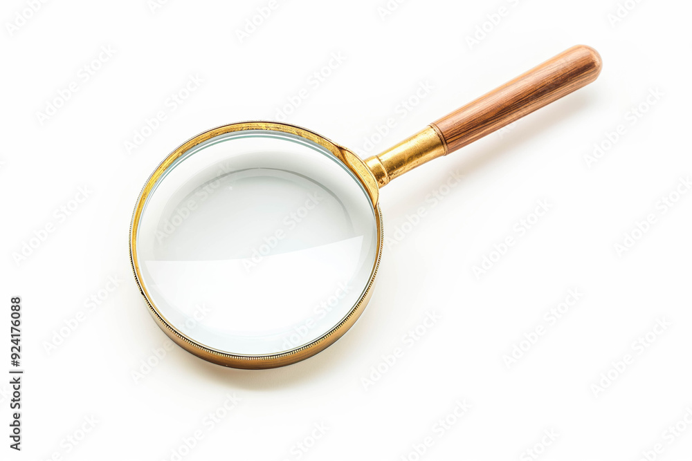 Scientific research tool, magnifying glass isolated on white. Business and educational study, Scientific research tool, magnifying glass isolated on white. Business and educational study,