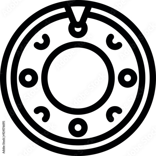 Black and white icon of a bearing, a mechanical element used to reduce friction