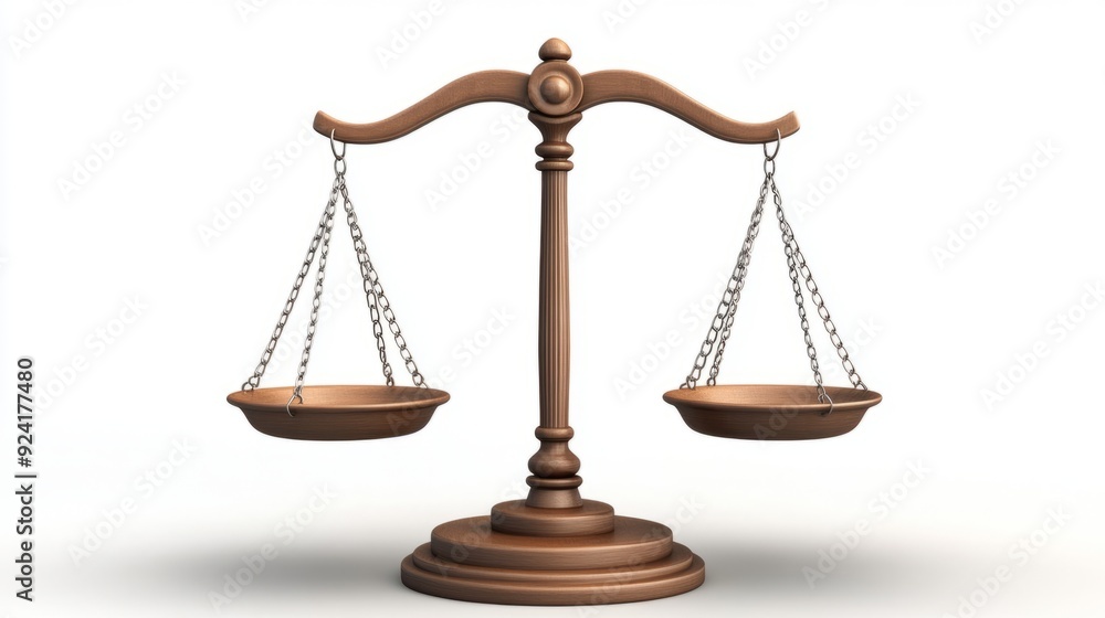 Balanced Justice: 3D Illustration of a Scale in Stark White Light