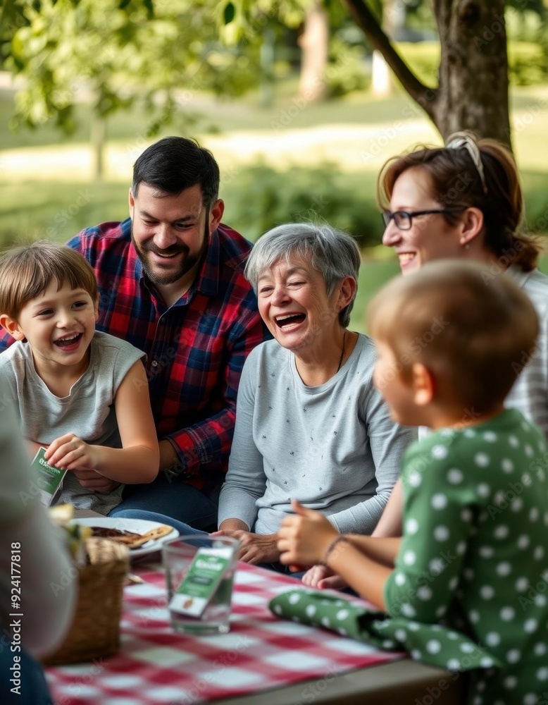 family on a picnic in the afternoon, with trees in the background. family on a picnic in the afternoon, with trees in the background.