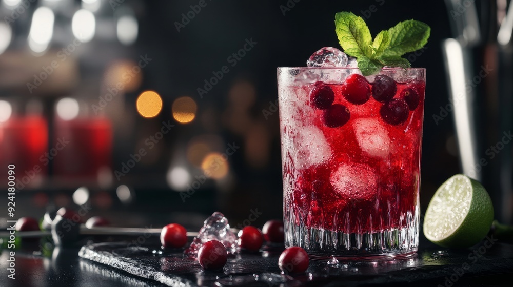 vodka, cranberry juice, soda, lime, berries, ice, bar utensils, black background, selective focus, alcoholic drink raspberry aspirations vodka, cranberry juice, soda, lime, berries, ice, bar utensils, black background, selective focus, alcoholic drink raspberry aspirations