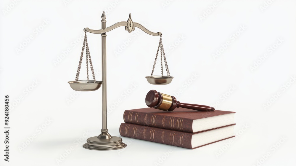 3D Render: Symbolic Scale of Justice with Gavel & Law Book 3D Render: Symbolic Scale of Justice with Gavel & Law Book