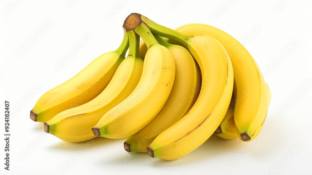 Ripe Yellow Bananas on White Background - Stock Photo Ripe Yellow Bananas on White Background - Stock Photo