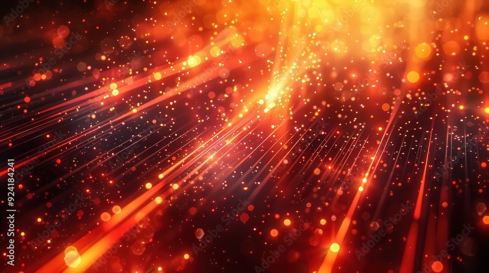 Create a visually engaging futuristic backdrop with vibrant, glowing lines in gold and red, designed for digital presentations and video games Create a visually engaging futuristic backdrop with vibrant, glowing lines in gold and red, designed for digital presentations and video games
