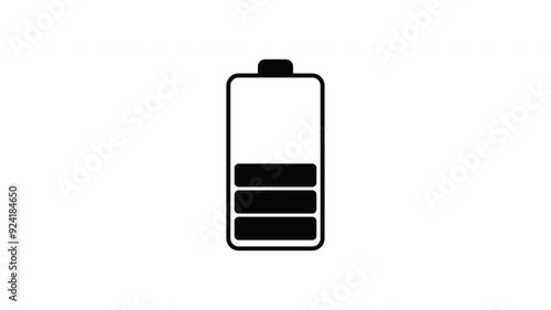 Animation mobile phone battery battery falling over black icon. Concept: Technology, mobile battery, mobile charging.