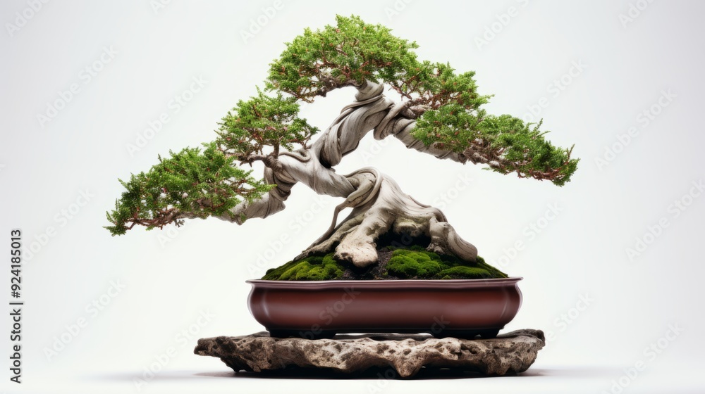 Bonsai Tree Photography: Intricate Branches, White Background, Focused Lighting Bonsai Tree Photography: Intricate Branches, White Background, Focused Lighting