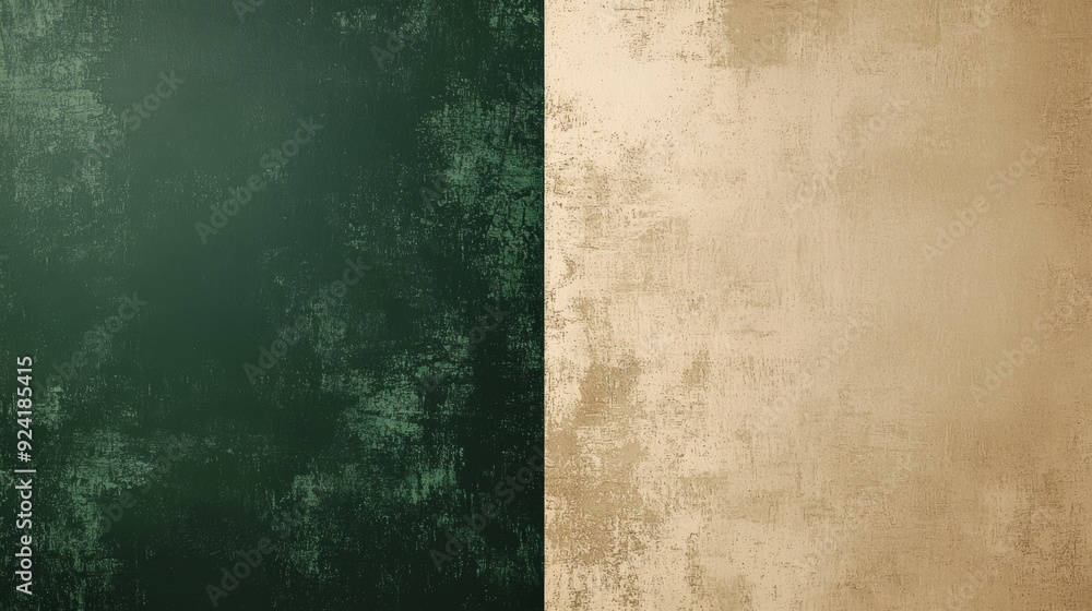 Naklejka premium Captivating split background with dark green and warm beige textures, perfect for modern design projects