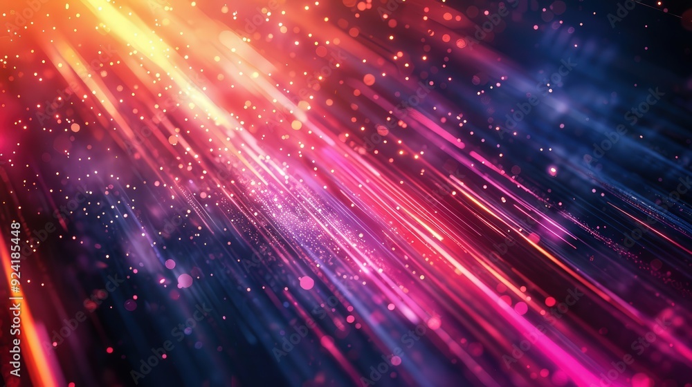 Obraz premium Produce a visually striking futuristic background with dynamic multicolor lines, creating an engaging and vibrant design for digital media