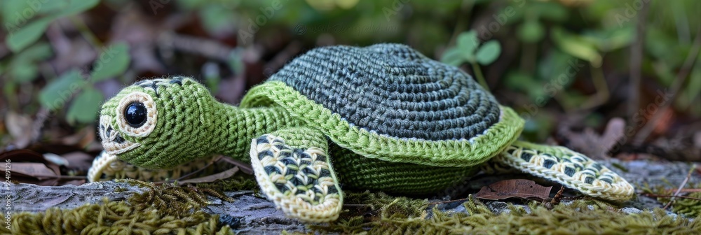 Fototapeta premium Crochet sea turtle stuffed toy made by hand