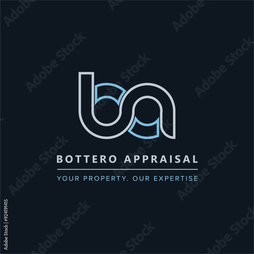 B A Logo BA Letter modern Design Vector with blue and silver gradient color.