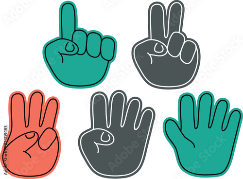 Colorful Doodle Hand Gestures Representing Different Meanings and Symbols  Good For Poster Design Etc.