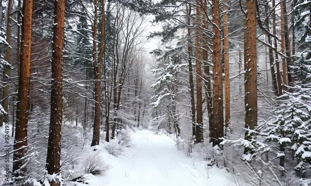 snowy forest floor surrounds cozy wooden bench snowy forest floor surrounds cozy wooden bench