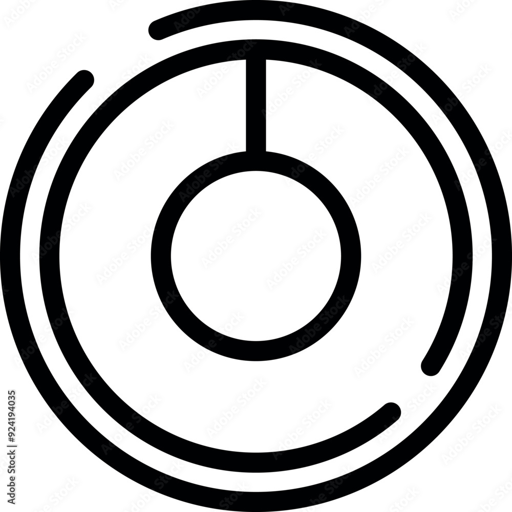 Abstract circular symbol with circle inside and lines rotating around it, isolated on white background Abstract circular symbol with circle inside and lines rotating around it, isolated on white background