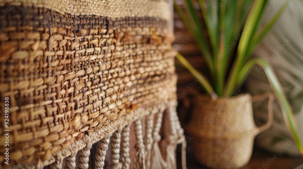 A rusticinspired woven wall hanging in earthy tones bringing a touch of nature indoors and creating a cozy ambiance. A rusticinspired woven wall hanging in earthy tones bringing a touch of nature indoors and creating a cozy ambiance.