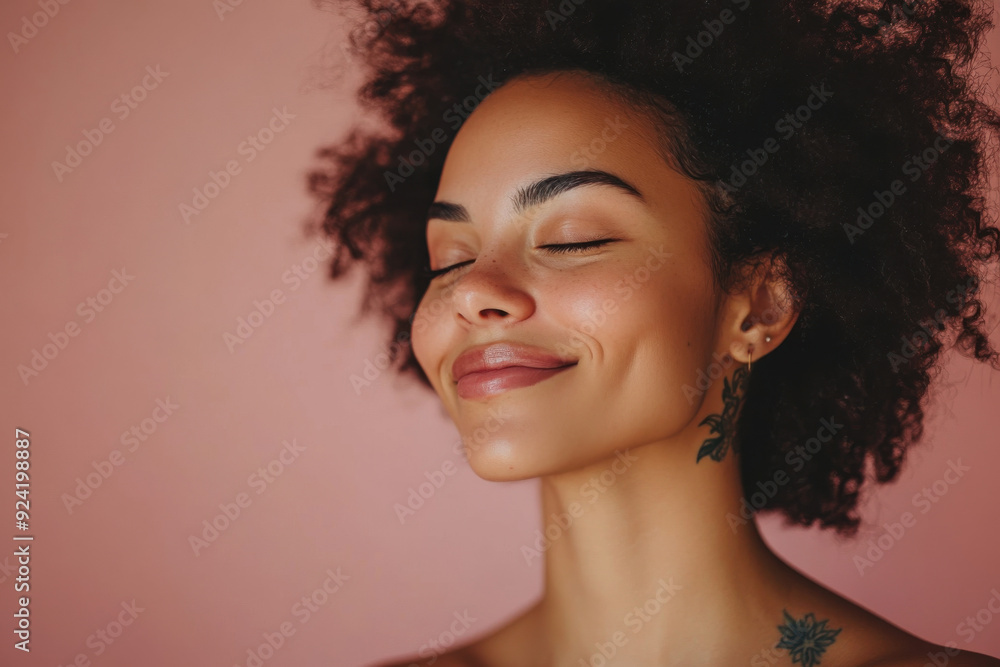 A close up of a woman's face with tattoos and her eyes closed A close up of a woman's face with tattoos and her eyes closed