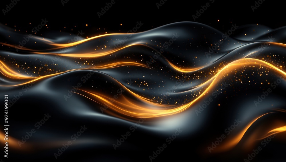 Abstract Black and Gold Wave with Sparkle Abstract Black and Gold Wave with Sparkle