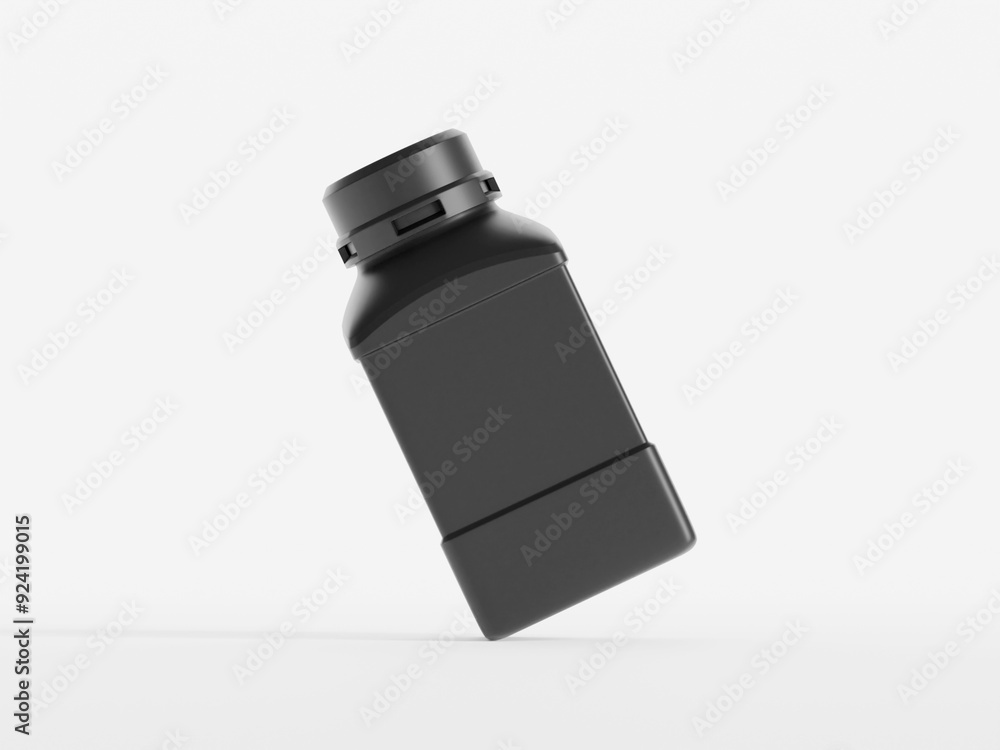 Plastic Lab Chemical Reagent Bottle black color and isolated on white background Plastic Lab Chemical Reagent Bottle black color and isolated on white background