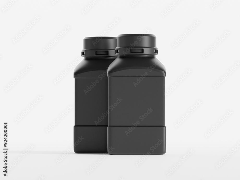 Plastic Lab Chemical Reagent Bottle black color and isolated on white background Plastic Lab Chemical Reagent Bottle black color and isolated on white background
