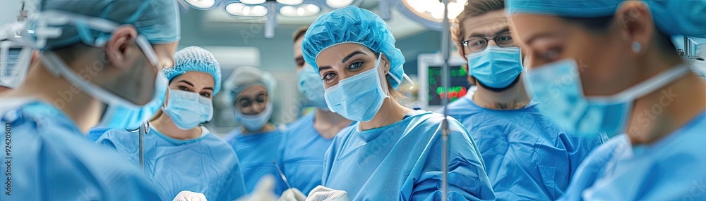 A surgical team in the middle of a transplant operation A surgical team in the middle of a transplant operation