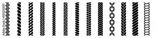 Rope silhouettes set. Rope brushes collection.