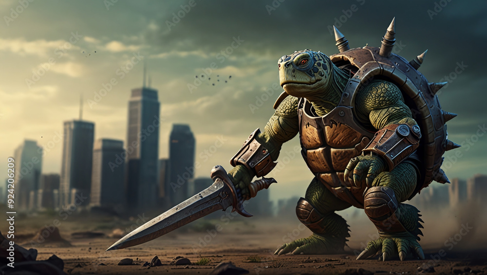 Fototapeta premium monster turtle warrior robotic illustration