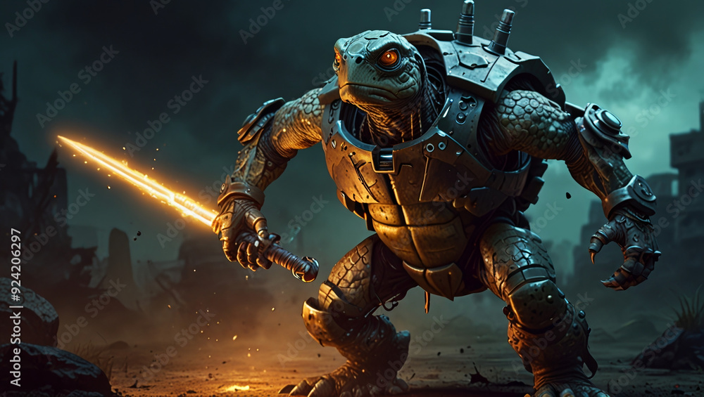 monster turtle warrior robotic illustration monster turtle warrior robotic illustration